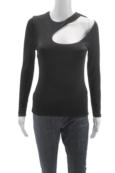 Cushnie Et Ochs Women Black Viscose Basic Blouse Long Sleeve Zip Size 6