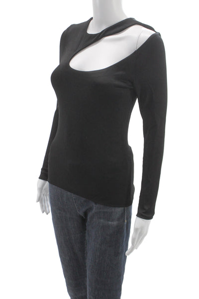 Cushnie Et Ochs Women Black Viscose Basic Blouse Long Sleeve Zip Size 6
