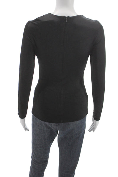 Cushnie Et Ochs Women Black Viscose Basic Blouse Long Sleeve Zip Size 6