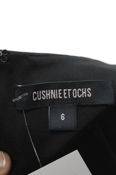 Cushnie Et Ochs Women Black Viscose Basic Blouse Long Sleeve Zip Size 6