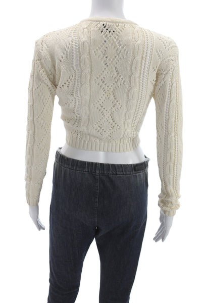 Claude Barthelemy Womens Ivory Mercerized Cotton Cardigan Long Sleeve Size S