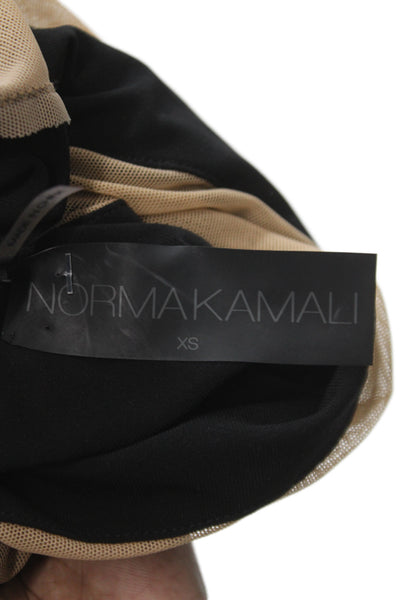 Norma Kamali Women Black Sheer Colorblock Basic Blouse Long Sleeve Size XS