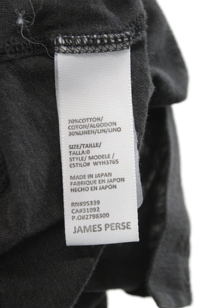 Standard James Perse Women Button-Up Gray V-Neck Long Sleeve Cotton Size 0