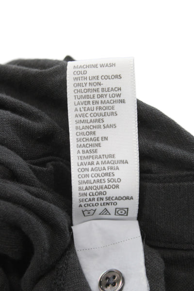 Standard James Perse Women Button-Up Gray V-Neck Long Sleeve Cotton Size 0