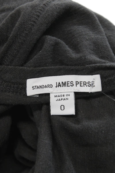 Standard James Perse Women Button-Up Gray V-Neck Long Sleeve Cotton Size 0