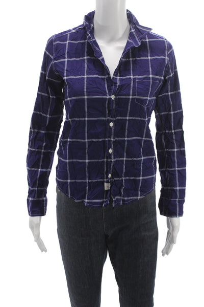 Frank & Eileen Unisex Adults Purple Cotton Check Button Up Shirt Size XS