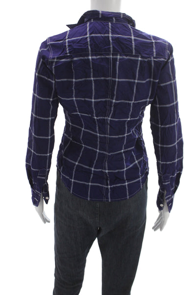 Frank & Eileen Unisex Adults Purple Cotton Check Button Up Shirt Size XS
