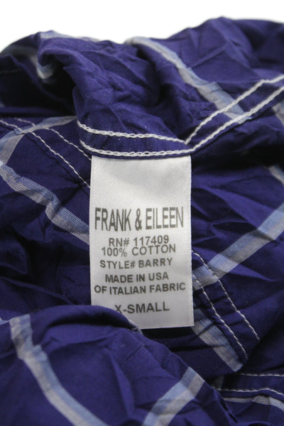 Frank & Eileen Unisex Adults Purple Cotton Check Button Up Shirt Size XS