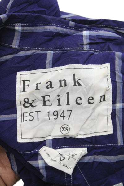 Frank & Eileen Unisex Adults Purple Cotton Check Button Up Shirt Size XS