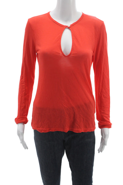 Standard James Perse Women Basic T-Shirt Orange Cotton Long Sleeve Size 2