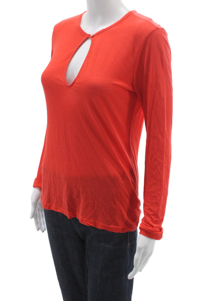 Standard James Perse Women Basic T-Shirt Orange Cotton Long Sleeve Size 2