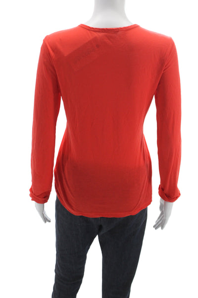 Standard James Perse Women Basic T-Shirt Orange Cotton Long Sleeve Size 2