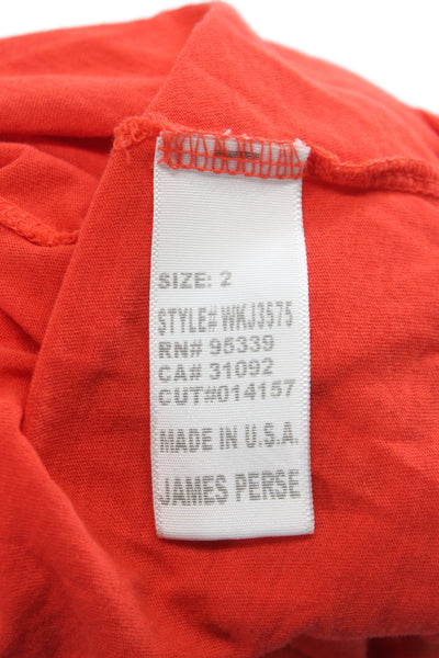 Standard James Perse Women Basic T-Shirt Orange Cotton Long Sleeve Size 2
