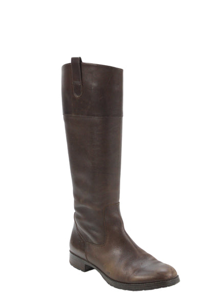 Ralph Lauren Women's Side Zip Leather Knee High Boots Brown Size 7