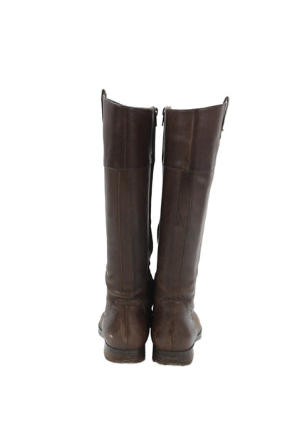 Ralph Lauren Women's Side Zip Leather Knee High Boots Brown Size 7