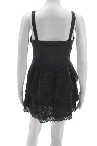 Love Shack Fancy Women Fit & Flare Dress Black Sweetheart Knee Length Size 6