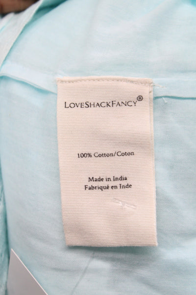 Love Shack Fancy Womens Blue Mini Dress Boho Cotton Short Sleeve Size XS