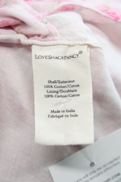 Love Shack Fancy Women Babydoll Dress Pink Floral Cotton V Neck Mini Size 0P