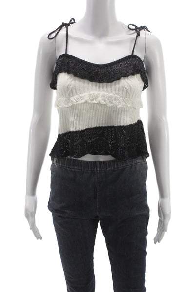 Zara Women Camisole Black Colorblock Bohemian Sweetheart Size M