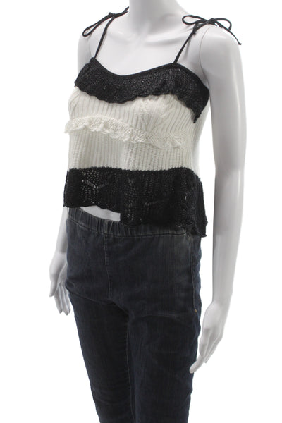 Zara Women Camisole Black Colorblock Bohemian Sweetheart Size M
