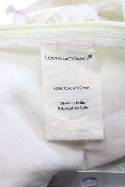 Love Shack Fancy Women Cropped Tank Ivory Floral V Neck Lace Up Size 6