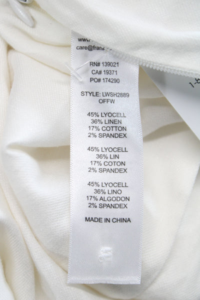 Frame Womens Cropped Lyocell Blouse White Short Sleeve Petite Size S