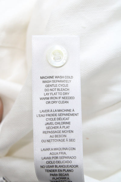 Frame Womens Cropped Lyocell Blouse White Short Sleeve Petite Size S