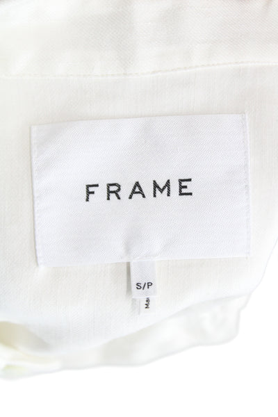 Frame Womens Cropped Lyocell Blouse White Short Sleeve Petite Size S