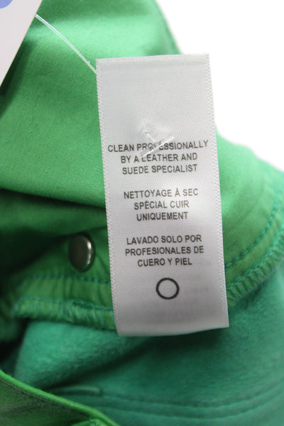 Frame Women Hot Pants Lamb Leather Green Button Size 27