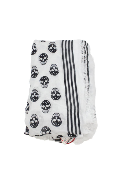 Alexander McQueen Unisex Adults Skull Print Scarf White Size 120X140