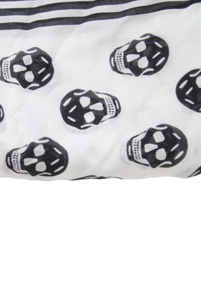 Alexander McQueen Unisex Adults Skull Print Scarf White Size 120X140
