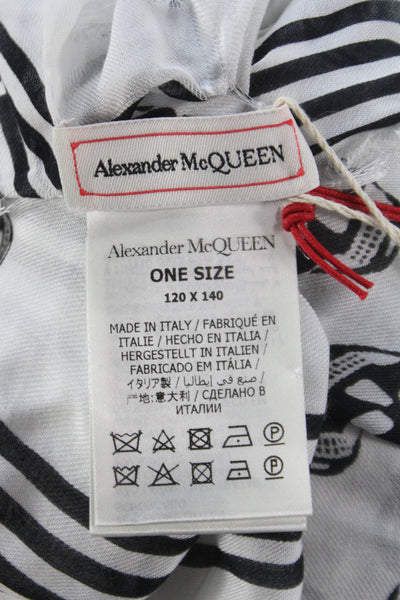 Alexander McQueen Unisex Adults Skull Print Scarf White Size 120X140