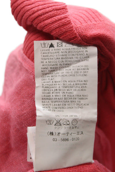 Weekend Max Mara Womens Red Linen Open Front Short Sleeve Cardigan Boho Size L