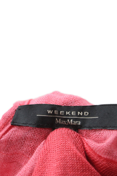 Weekend Max Mara Womens Red Linen Open Front Short Sleeve Cardigan Boho Size L