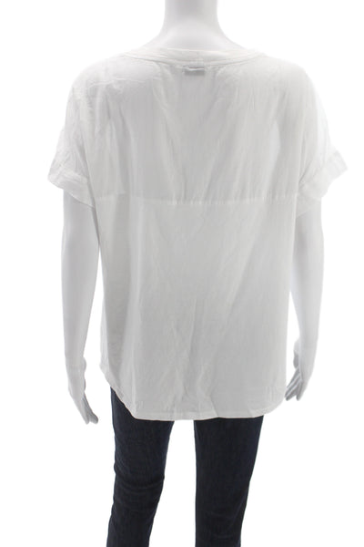 Marella Womens Basic White Cotton Crew Neck Graphic Tee Short Sleeve Size XL