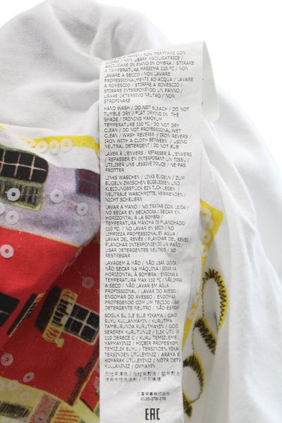 Marella Womens Basic White Cotton Crew Neck Graphic Tee Short Sleeve Size XL