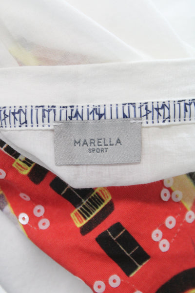 Marella Womens Basic White Cotton Crew Neck Graphic Tee Short Sleeve Size XL