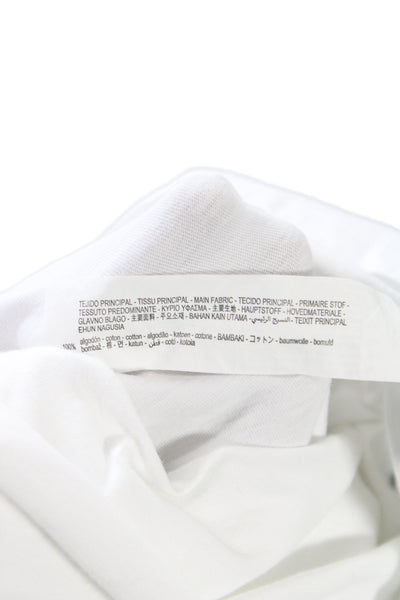 Zara Women Basic White Cotton Crew Neck 3/4 Sleeve T-Shirt Size L