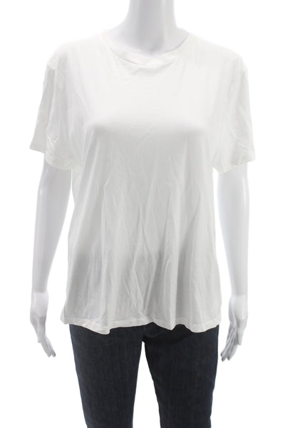 Theory Women White Pima Cotton Basic T-Shirt Crew Neck Short Sleeve Size 2XL