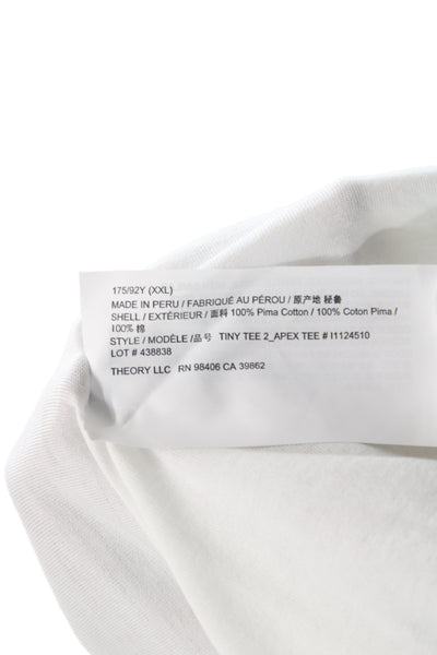 Theory Women White Pima Cotton Basic T-Shirt Crew Neck Short Sleeve Size 2XL