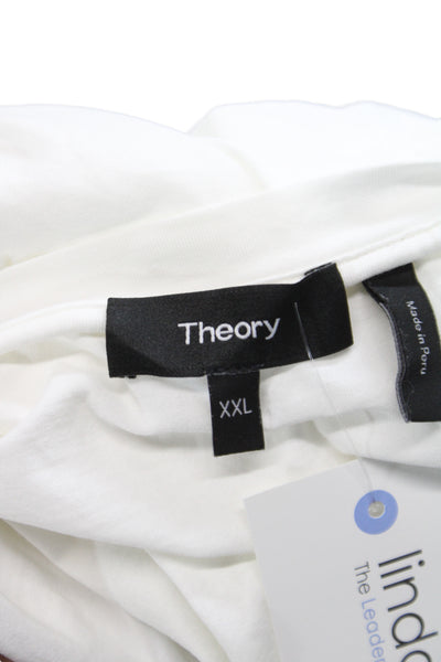 Theory Women White Pima Cotton Basic T-Shirt Crew Neck Short Sleeve Size 2XL