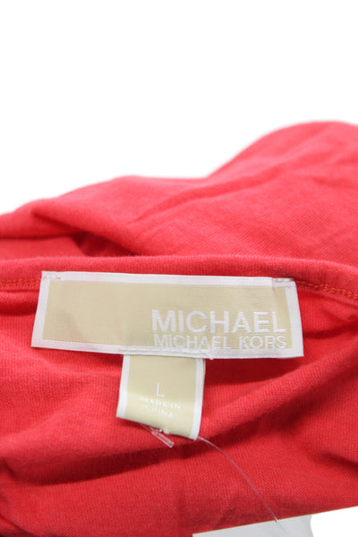 Michael Michael Kors Womens Red Boat Neck Basic T-Shirt Short Sleeve Size L