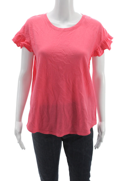 Kate Spade New York Women Pink Cotton Crew Neck Short Sleeve Tee Size L
