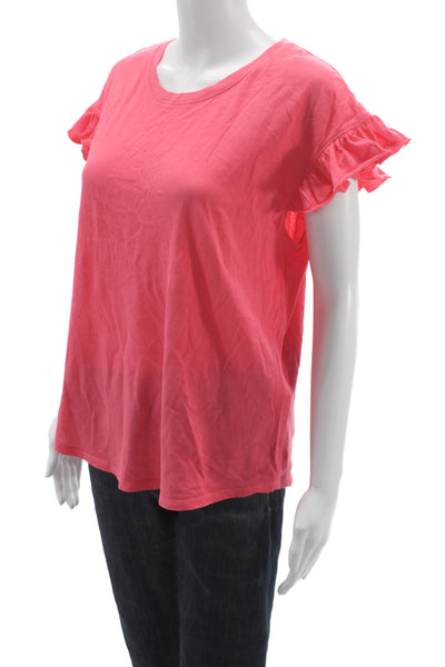 Kate Spade New York Women Pink Cotton Crew Neck Short Sleeve Tee Size L