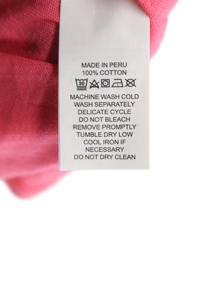 Kate Spade New York Women Pink Cotton Crew Neck Short Sleeve Tee Size L