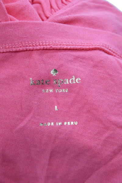 Kate Spade New York Women Pink Cotton Crew Neck Short Sleeve Tee Size L