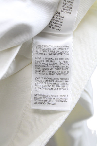 Mother Unisex Adults Cropped High Rise Distressed White Jeans Button Size 32