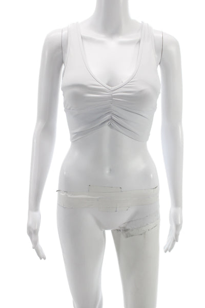 Alo Womens Ruched Front Sports Bra White Size Extra Small