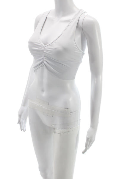Alo Womens Ruched Front Sports Bra White Size Extra Small