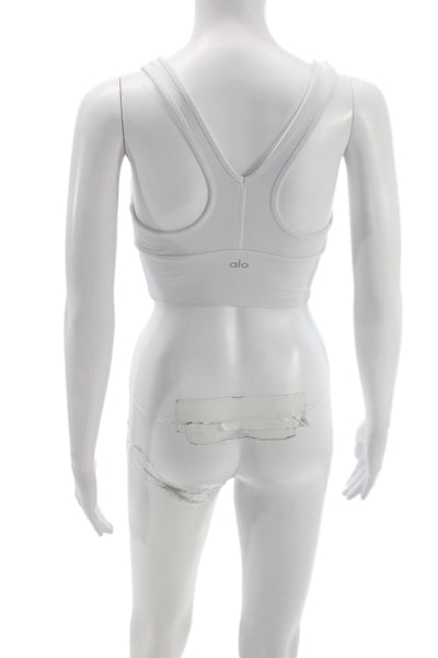 Alo Womens Ruched Front Sports Bra White Size Extra Small